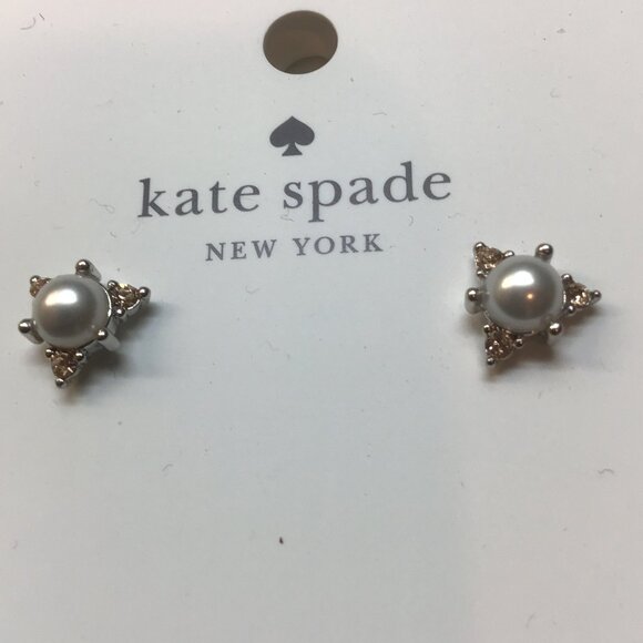 kate spade Jewelry - Kate Spade New Pearl Set in Gold Triangle Earrings